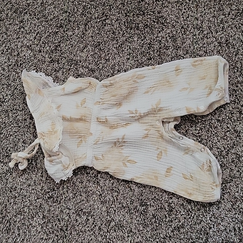 Emily and Oliver 0-3 month one shoulder Romper with matching bow
